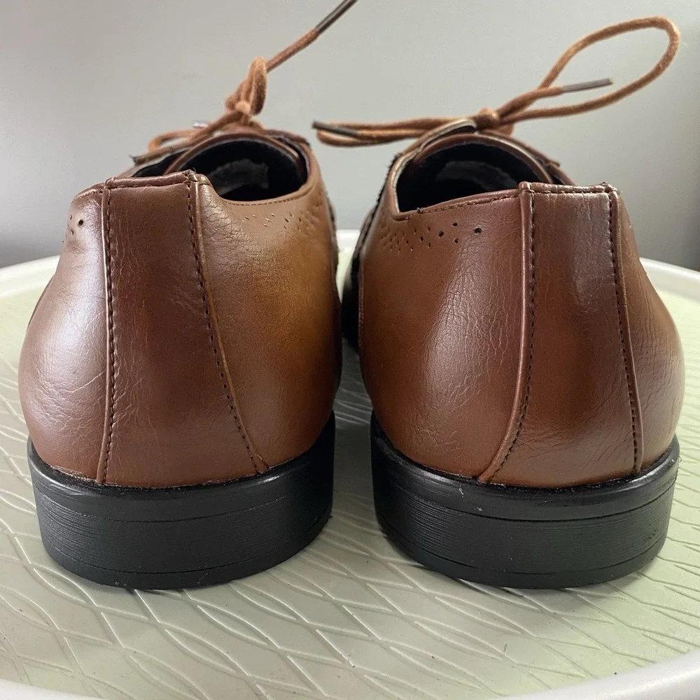 Men's BRAVO King 2‎ Wingtip Dress Shoes Sz.11.5W Brown Leather PROM WEDDING